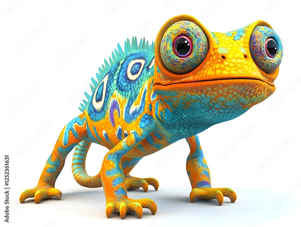 Fototapeta premium 3D animation style of a playful chameleon