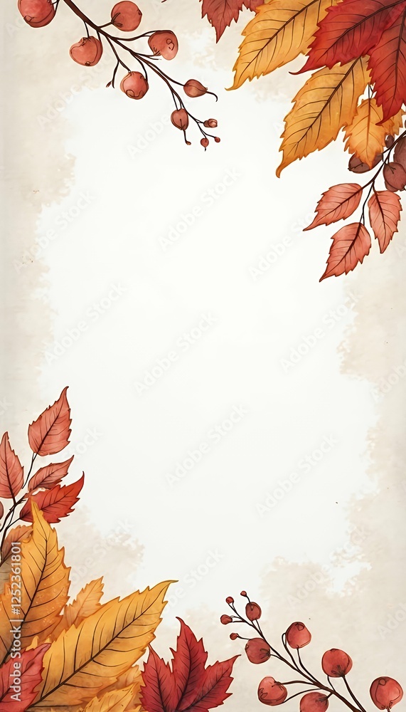 fall drawn leaves illustration hand botanical autumn border plant frame watercolor seasonal foliage corner frame fall border watercolor autumn foliage thanksgiving invite leaf invitation wedding