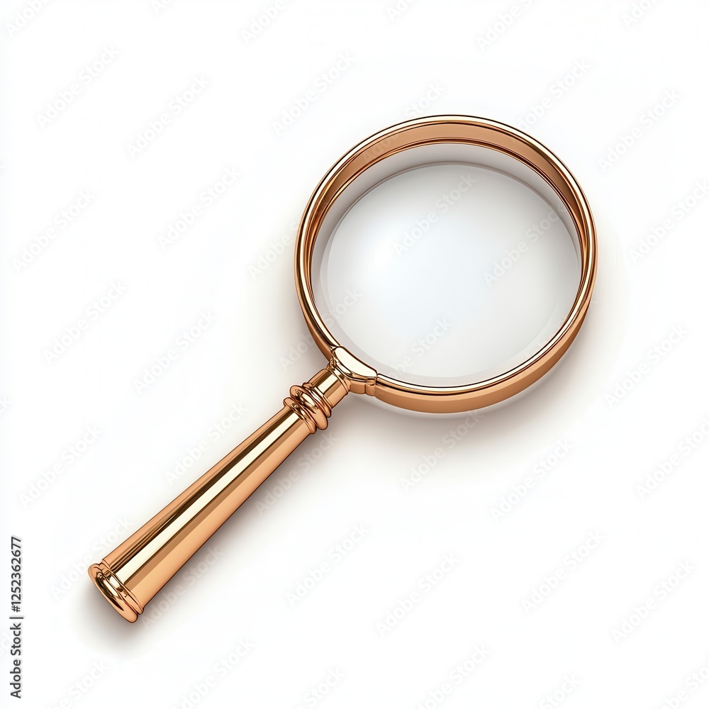 Gold Magnifying Glass On White Background Gold Magnifying Glass On White Background