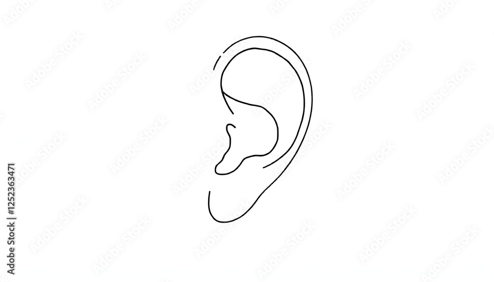 world hearing day minimalist, single-line drawing of a human ear, offering a contemporary and artistic interpretation of human anatomy with clean and elegant lines world hearing day minimalist, single-line drawing of a human ear, offering a contemporary and artistic interpretation of human anatomy with clean and elegant lines
