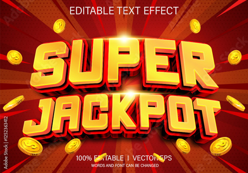 super jackpot 3d vector text effect with modern style design