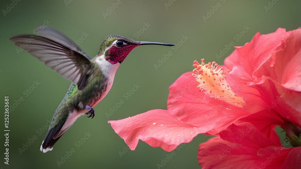 macro photography of a hummingbird feeding on an hibiscus flower macro photography of a hummingbird feeding on an hibiscus flower