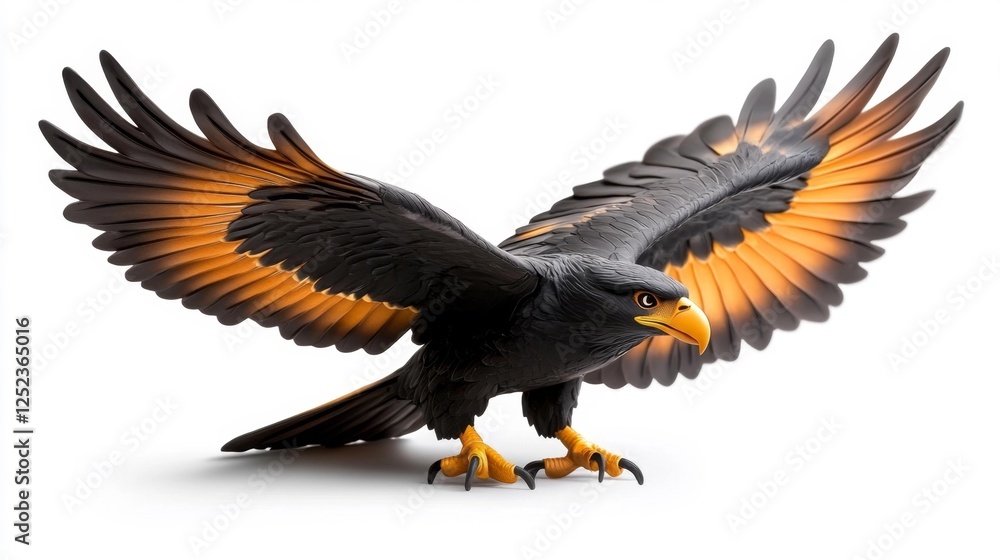 Fototapeta premium Majestic Black and Orange Eagle with Wings Spread. Generative AI