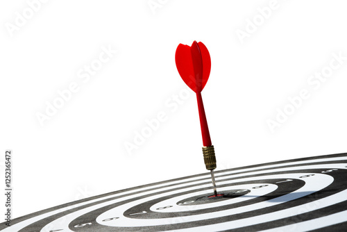 Foto red dart on target board isolated