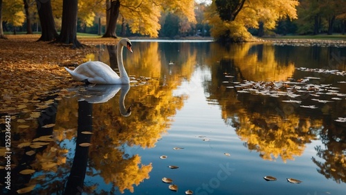 autumn leaves on the lake