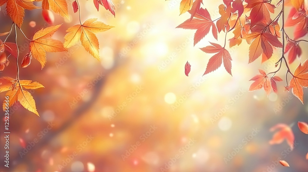 Beautiful maple leaves on a sunny autumn day, blurred background Beautiful maple leaves on a sunny autumn day, blurred background