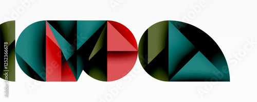 Abstract geometric pattern with intersecting circles and triangles in gradients. The high-contrast composition creates depth and a dynamic, modern aesthetic