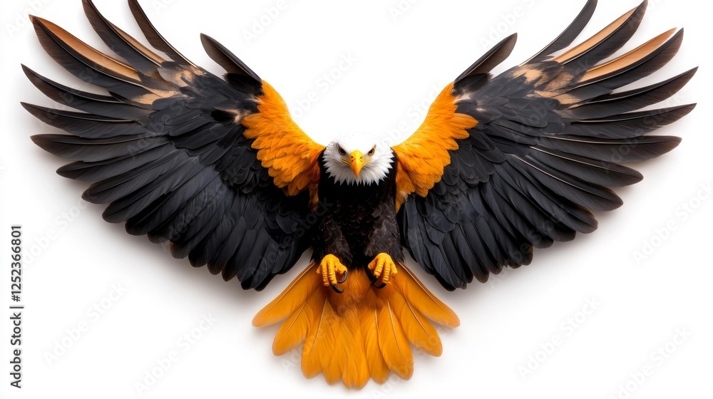 Fototapeta premium Majestic Bald Eagle in Flight with Wide Spread Wings. Generative AI