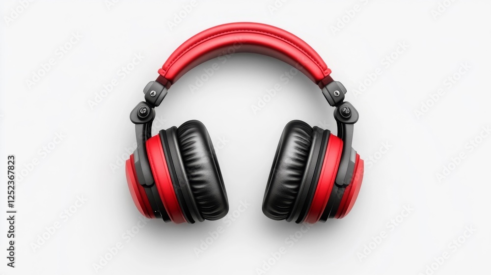 Elegant Black and Red Headphones on a White Background. Generative AI Elegant Black and Red Headphones on a White Background. Generative AI
