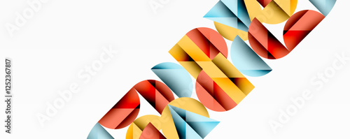 Abstract geometric pattern with intersecting circles and triangles in gradients. The high-contrast composition creates depth and a dynamic, modern aesthetic