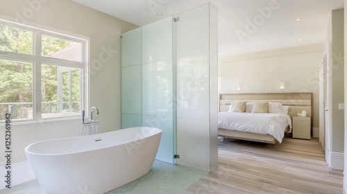 Wallpaper Mural Modern Open Concept Bedroom and Bathroom with Luxurious Design Torontodigital.ca