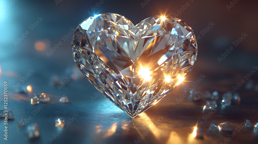 Fototapeta premium A heart-shaped diamond character shining brightly