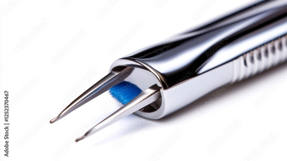 Close-Up View of a High Precision Tweezer Tool with Blue Tip. Generative AI Close-Up View of a High Precision Tweezer Tool with Blue Tip. Generative AI