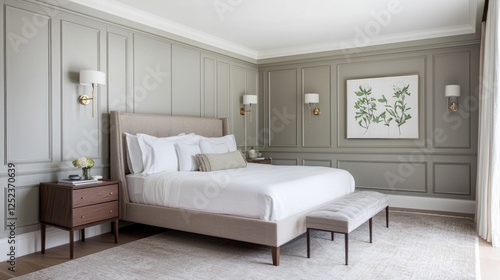Elegant Transitional Bedroom Design with Soft Color Palette