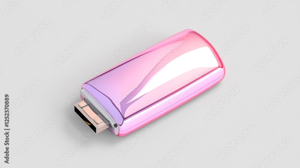 Elegant Pink and White USB Flash Drive on White Background. Generative AI Elegant Pink and White USB Flash Drive on White Background. Generative AI