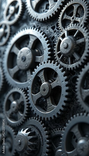 Wallpaper Mural interlocking merging abstract olated cogwheels futuristic gears texture background graphic isolated colourful gradient fashion three-dimensional illustration art iridescent swirl technology wallpaper Torontodigital.ca