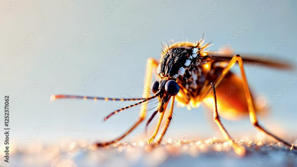 Mosquito Closeup Detailed Macro View on a Light Background Mosquito Closeup Detailed Macro View on a Light Background