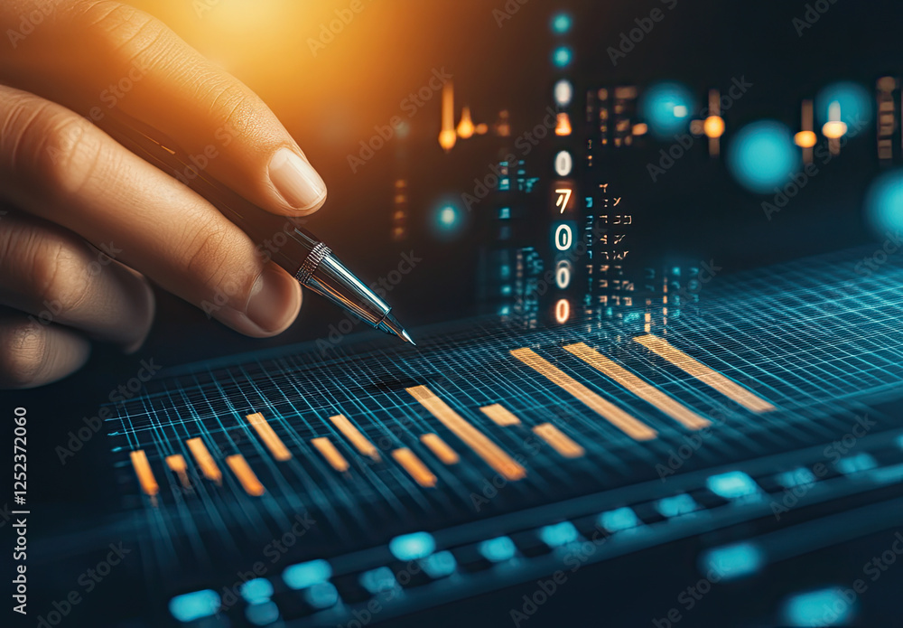 Analyzing Data on a Digital Screen - Financial and Business Analytics Concept Analyzing Data on a Digital Screen - Financial and Business Analytics Concept