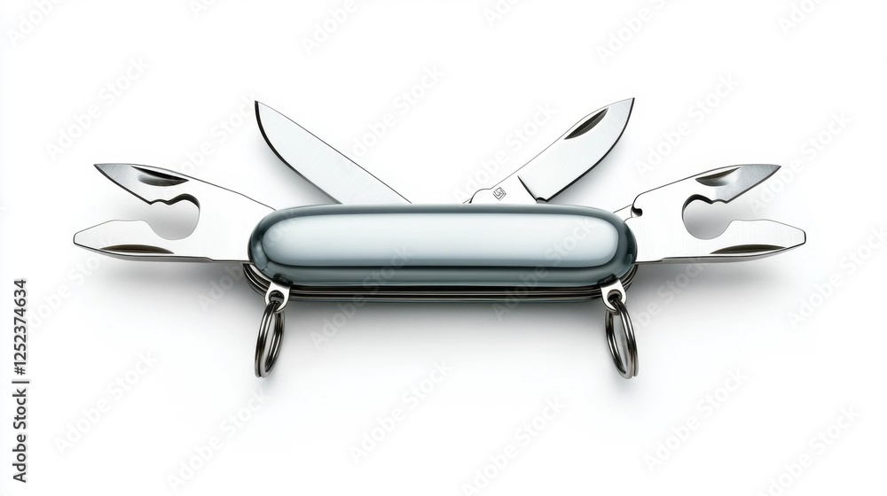 Multi-Functional Swiss Army Knife on White Background. Generative AI Multi-Functional Swiss Army Knife on White Background. Generative AI