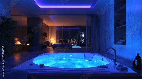 jacuzzi apartment in the night 