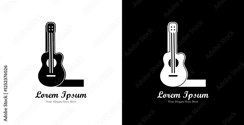 logo design in the shape of a guitar combined with the letter L logo design in the shape of a guitar combined with the letter L