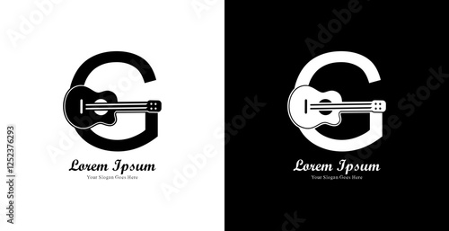 logo design in the shape of a guitar combined with the letter G