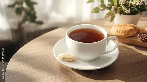 Aromatic Tea Break: Cozy Morning with Warm Beverage and Sweet Treats photo