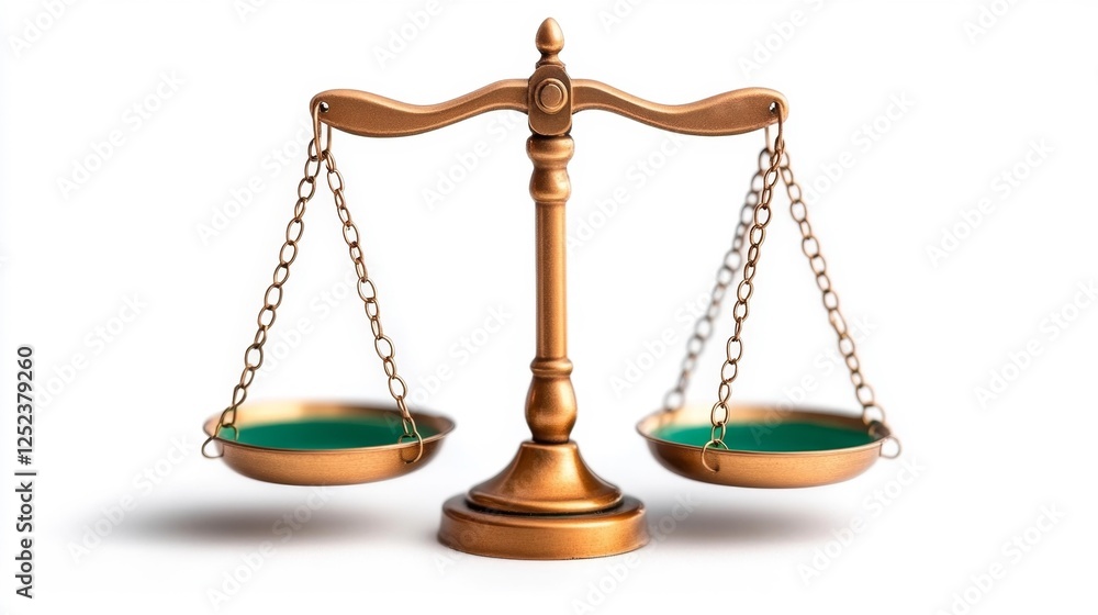 Balance Scale with Equal Weights on Both Sides in Isolated White Background. Generative AI Balance Scale with Equal Weights on Both Sides in Isolated White Background. Generative AI