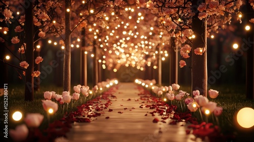 Wallpaper Mural Romantic Wedding Walkway with Floral Decor and Soft Lighting Ambiance Torontodigital.ca