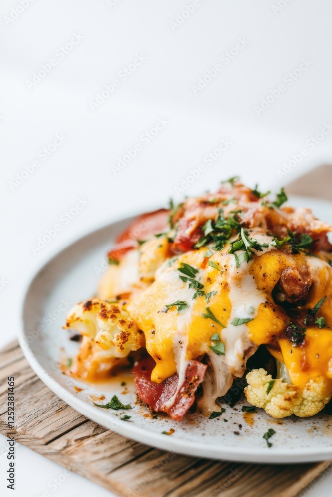 Comforting roasted cauliflower with cheesy sauce and herbs Comforting roasted cauliflower with cheesy sauce and herbs