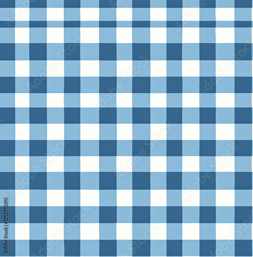 Blue and White Gingham Pattern - Textile Design Background