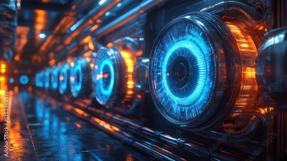 Futuristic Industrial Ventilation System Design with Sleek Metallic Pipes and Vibrant Neon Lights Futuristic Industrial Ventilation System Design with Sleek Metallic Pipes and Vibrant Neon Lights
