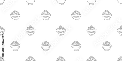 doodle Noodle pattern background. Japanese food line art pattern background. noodles theme pattern background.