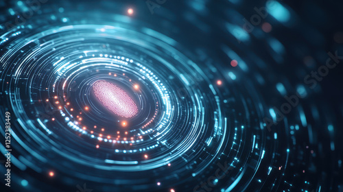 Wallpaper Mural glowing biometric fingerprint scanner with digital patterns and lights Torontodigital.ca