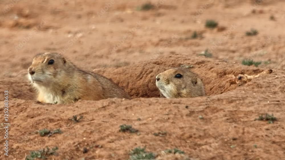 Prairie dogs foraging for food, outside their borrows, in the Caprock Canyons State Park, Quitaque, Texas. Prairie dogs foraging for food, outside their borrows, in the Caprock Canyons State Park, Quitaque, Texas.