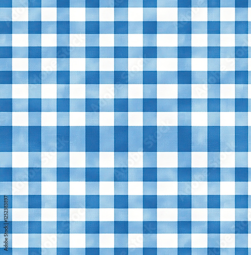 Blue and White Gingham Pattern - Textile Design Background