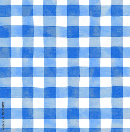 Blue and White Gingham Pattern - Textile Design Background