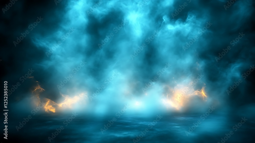 Fototapeta premium Blue and Orange Smoke and Fog Abstract Background