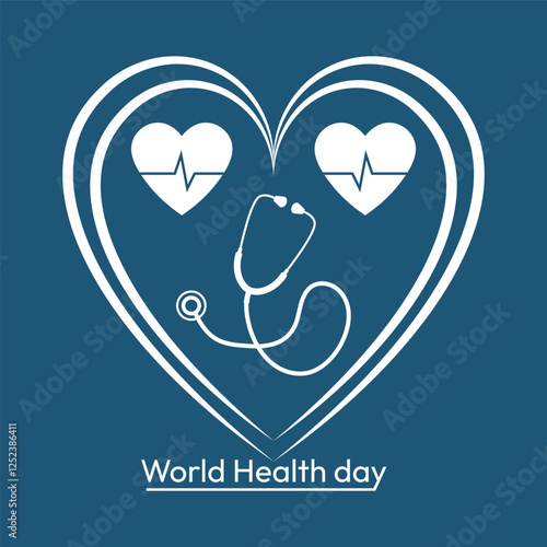 world health day text heart health design vector illustration graphic medical icon.