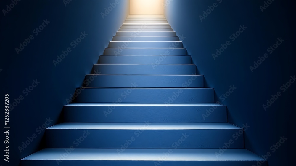 Fototapeta premium Blue Staircase Ascending Towards Light