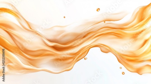 Abstract flowing golden texture with smooth curves and droplets of liquid. Generative AI photo