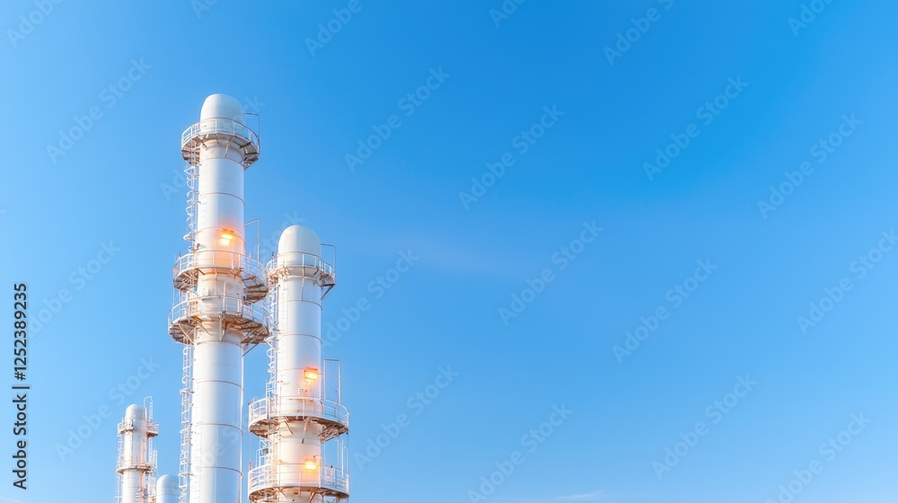 Industrial plant columns against clear sky. Possible use Stock photo for industrial imagery Industrial plant columns against clear sky. Possible use Stock photo for industrial imagery