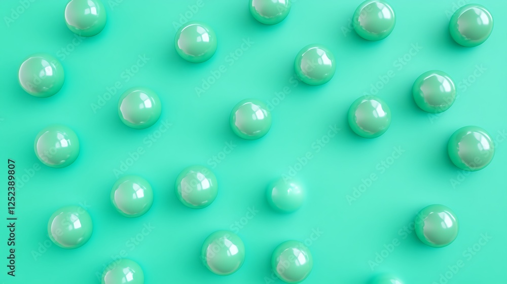 Mint Green Spheres Arranged on a Flat Surface Mint Green Spheres Arranged on a Flat Surface