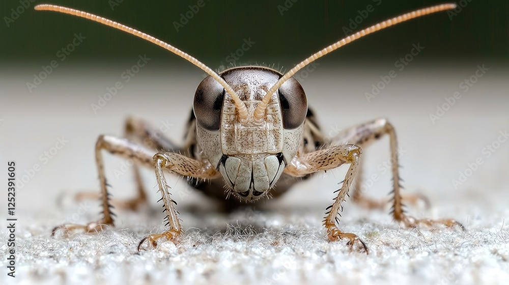 Close-up of Grasshopper, Facing Forward, Outdoor. Possible use Educational, Nature Close-up of Grasshopper, Facing Forward, Outdoor. Possible use Educational, Nature