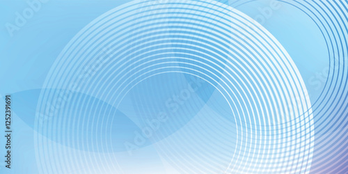 Soft light blue abstract background with circular lines and gradient shapes. eps10