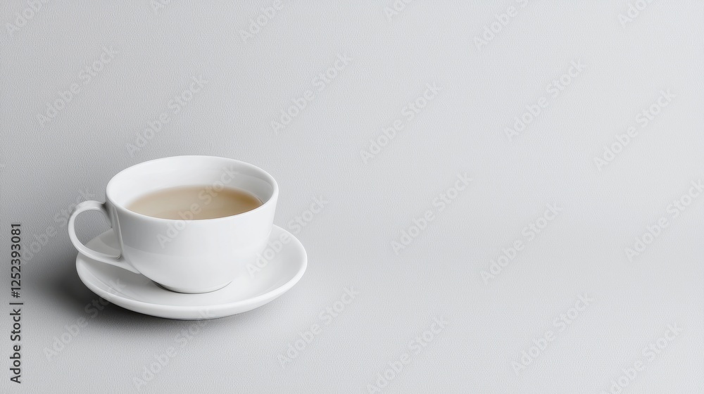 Teacup, saucer, light grey background, simple composition, perfect for website backgrounds Teacup, saucer, light grey background, simple composition, perfect for website backgrounds