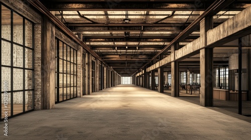 Wallpaper Mural Elevated Walkway Inside an Industrial Building with Large Windows Torontodigital.ca