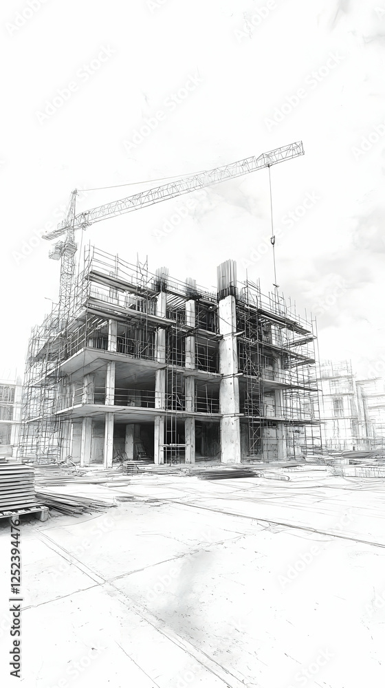 Fototapeta premium City building construction crane