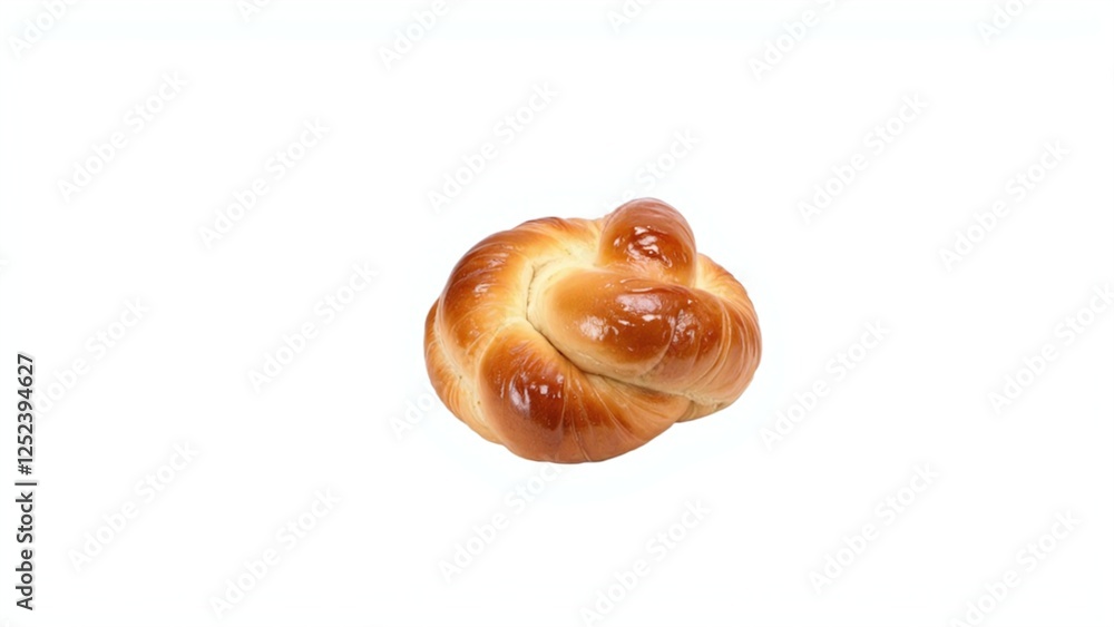 Artisan Brioche Knot Bread Isolated on White Background - Golden-Brown Crust Artisan Brioche Knot Bread Isolated on White Background - Golden-Brown Crust