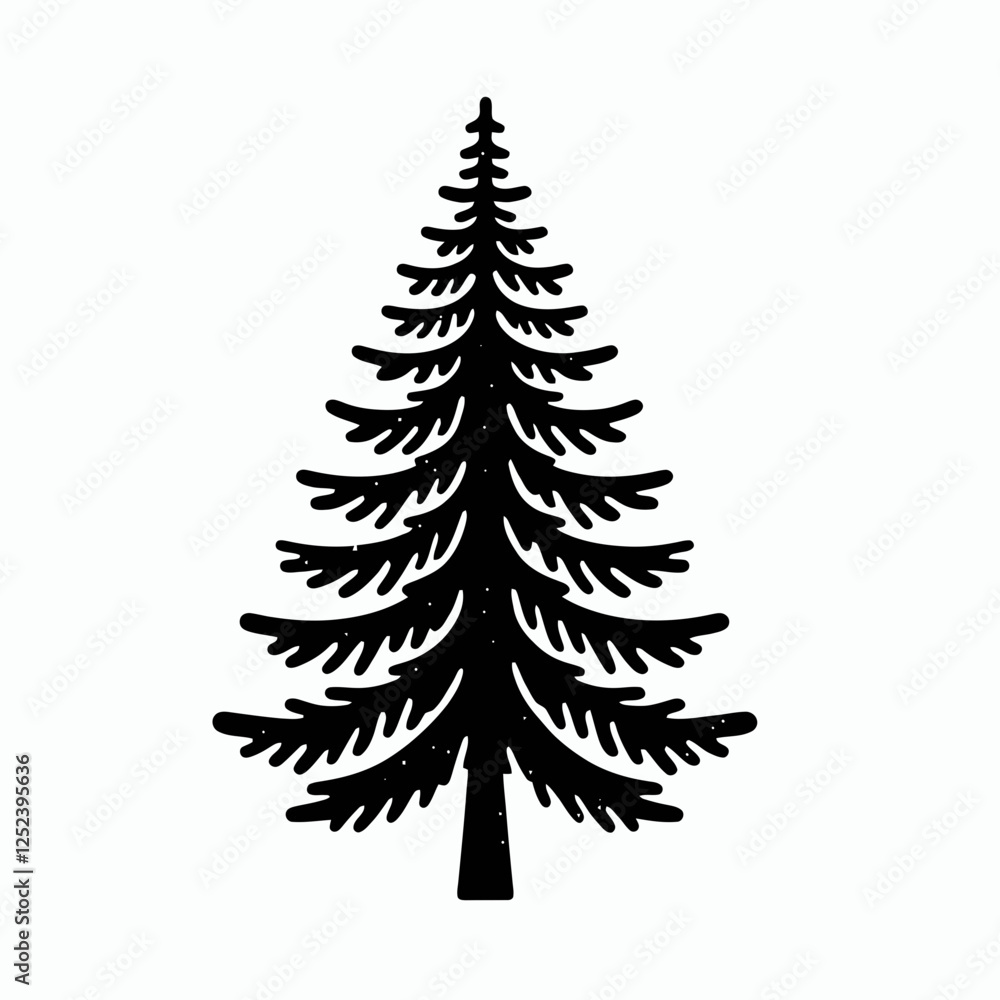 Christmas Tree Silhouette in black on a white background Christmas Tree Silhouette in black on a white background